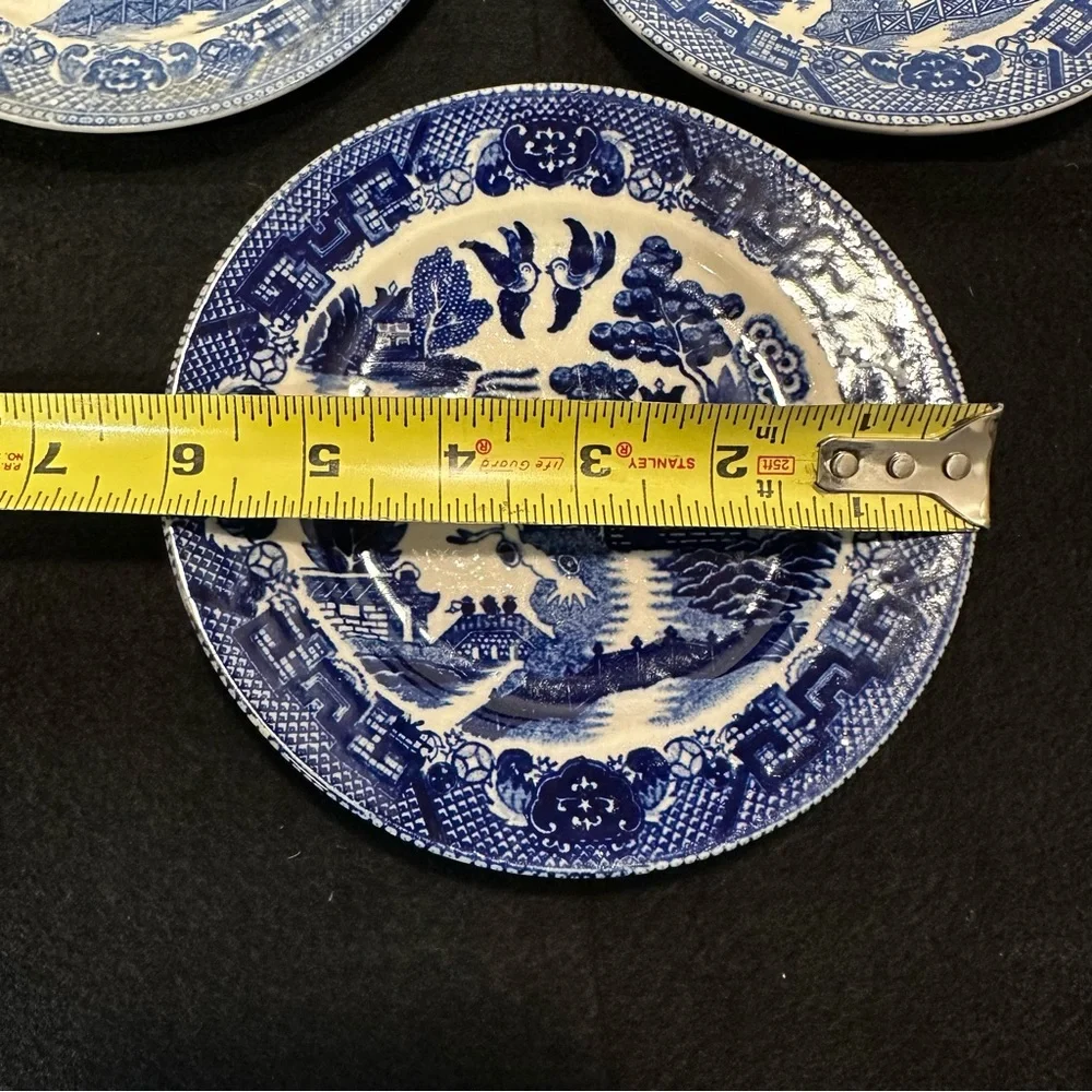 Three Vintage Blue Willow Bread and Butter Plates JAPAN